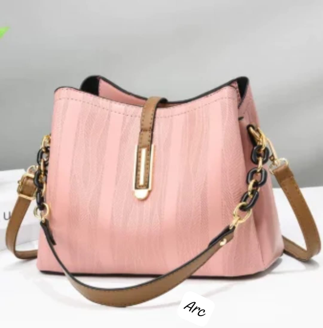 Sac à main femme rose à anses camel et chaîne dorée